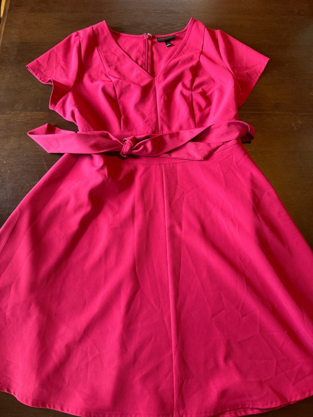 Lane Bryant Fuchsia V-Neck Dress A Line With Pockets 16